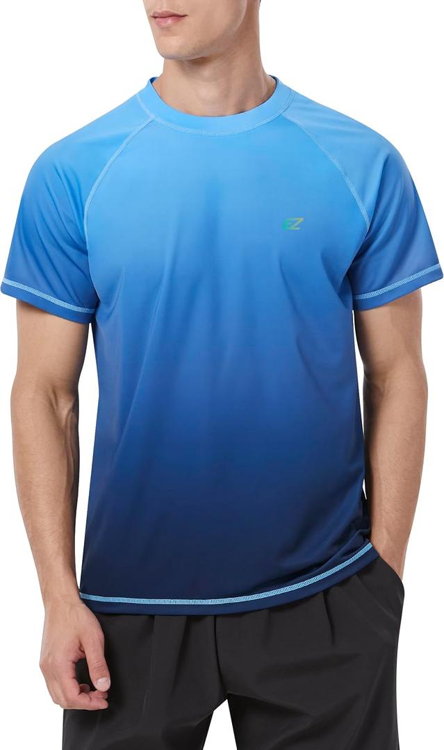 Men's Swim Shirts Rash Guard Short Sleeve UPF 50+ UV Sun Protection SPF Shirt Quick Dry Swimming Fishing Water Beach T Shirts (X-Large)