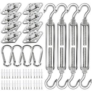 YOFIT 80 Pcs Shade Sail Hardware Kit 6 inch for Triangle Rectangle Sun Shade Sail Installation, 304 Grade Stainless for Garden Outdoors