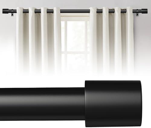 Curtain Rods for Windows 32 to 144 Inches, 1 Inch Diameter Adjustable Black Curtain Rod, Heavy Duty Modern curtain rod with Aluminium Finials, 32"-150"