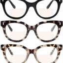 3 Pack Bifocal Reading Glasses for Women Men Classic Clear Top Bi-focal Readers Full Lenses Dual Focal Eyeglasses Black+shallow Tortoiseshell+deep Tortoiseshell, 3.0 x