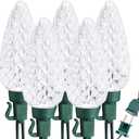 Brizled White Christmas Lights White, 33ft 50 LED C9 Christmas Light String, Connectable Outdoor Xmas Lights, 120V UL Certified Tree Light for Indoor Outdoor House, Garden, Holiday, Yard, Party