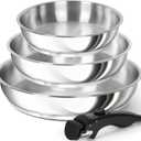 Stainless Steel Frying Pan Set, Cooking Pans with Removable Handle, Triply Base Stainless Steel Pan Set, Induction Compatible Skillet- 8" & 9.5" & 11" 