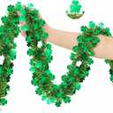 50FT St Patrick's Day Tinsel Garland, Green Gold Shamrock Clover Garland, Shiny Metallic Hanging Shamrock Streamer St Patricks Day Decorations Irish Decor