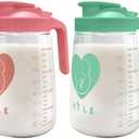 Mason Jar Pitcher, 32 oz Glass Milk Pitcher, Wide Mouth & Leakproof Glass Pitcher with Lid for milk, Sun Tea, Juice, Cold Brew Coffee and Drinks