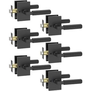 Asidrama 6 Pack Black Passage Door Handles, Door Lever with Door Knobs Indoor for Bedroom or Bathroom, Heavy Duty Door Handles Interior with Locks for Left Right Sided Doors