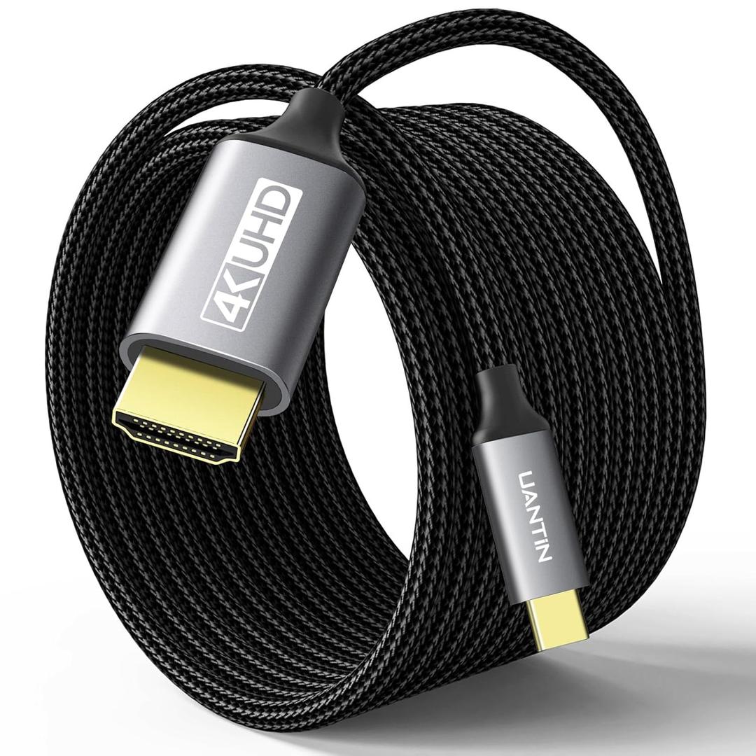 USB C to HDMI Cable 10Ft | 4K High-Speed USB 3.1 Type-C to HDMI Cord [Thunderbolt 3/4 Compatible] with MacBook Pro/Air,Galaxy S8 to S23,iPhone 15/16, iPad Pro, iMac, Surface