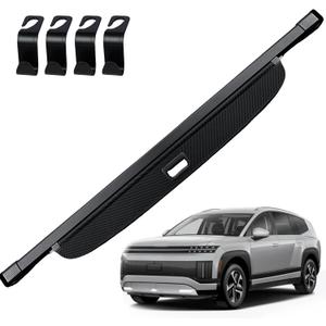 AUXKO Retractable Cargo Cover for Hyundai Ioniq 9 2026, Carbon Fiber | 4 PCS Headrest Hooks, Tool-free Shade, Anti-peeping Privacy Screen, Anti-UV Luggage Accessory, Waterproof Rear Trunk Cover