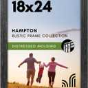 Americanflat 18x24 Poster Frame with Polished Plexiglass - Hampton Collection - Distressed Wood Picture Frames for Vertical or Horizontal Wall Display - Charcoal Black