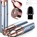 Facial Hair Removal for Women, Facial Eyebrow Trimmer, 2-in-1 Face Shaver, Painless Facial Razor for Lip, Chin, Peach Fuzz (Blue(2-in-1)+1 Head)
