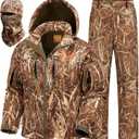NEW VIEW Camo Hunting Clothes for Men, Quiet Warm Fleece Lining, Cold Weather Deer Hunting Jacket and Pants with Face Mask (Medium)