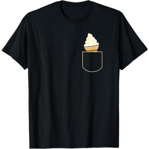 Funny Ice Cream in the Bag Gift Ice Bag Pocket T-Shirt (L, Black)