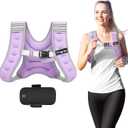 Fragraim Weighted Vest for Women Men - 8lb/10lb/12lb/16lb/22lb/25lb/30lb Weight Vest with Reflective Stripe, Detachable Phone Pouch, Ideal for Walking, Strength Training, Running, Workout, Cardio (Purple)