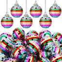 BBTO 24 Pieces Mini Christmas Disco Balls 70s Party Decor Christmas Tree Decoration Hanging Reflective Mirror Disco Ball Decoration for Birthday Party Decor(1.97 Inch,Colorful)