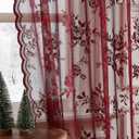 Burgundy Lace Curtains 84 Inches Long Vintage Floral Curtains 2 Panels for Bedroom Living Room Rod Pocket Light Filtering Maroon French Romantic Window Curtains Modern Wine Decor Neutral, 52x84