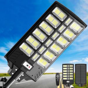 Solar Street Lights Outdoor Waterproof 10000W, Large 27 Inch Commercial Solar Powered Street Light with Motion Sensor & Remote, 6500K Security Flood Light for Parking Lot, Yard, Driveway, Barn