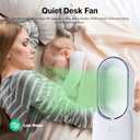 CONBOLA Desk Fan, Bladeless Fan 11.8 inch Small Personal Cooling Fan with 5 Colors LED Light, Touch Control, Quiet Table Fan for Bedroom, Home, Office (pearl)