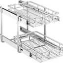 2-Tier Kitchen Cabinet Pull Out Shelf and Drawer Organizer Slide Out Pantry Storaqe Basket in Multiple Sizes (14" W x 21" D)