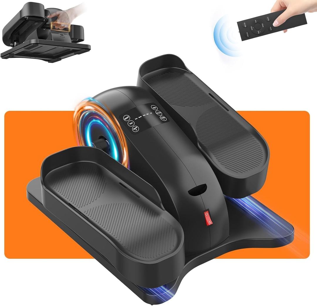 Under Desk Elliptical Machine for Senior Mini Elliptical Leg Exerciser with Remote Quiet Portable Electric Seated Foot Pedal Exerciser for Home Office (Compact)