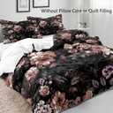 LUVIVIHOME 2PCS Bat Pink Floral Duvet Cover Twin Bedding Sets, Gothic Bedding, Vintage Rustic Farmhouse Dark Moody Victorian Goth Aesthetic Botanical Black Flower Comforter Quilt Cover, 1 Pillow Case