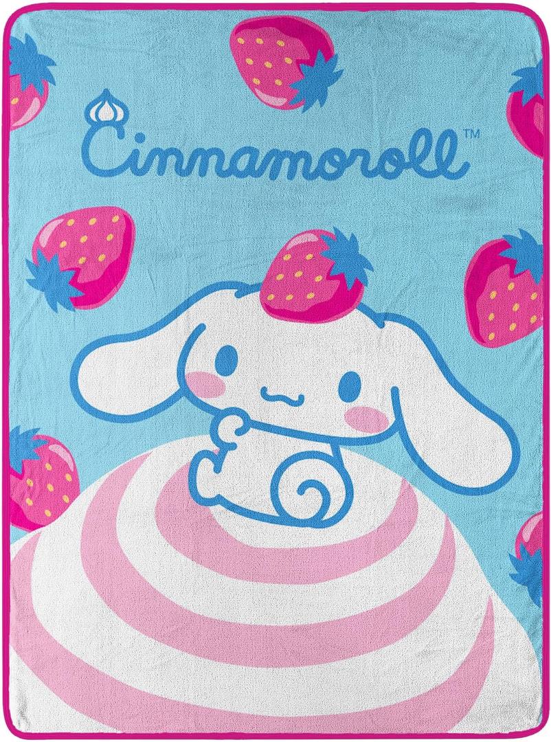 Northwest Cinnamoroll Micro Raschel Throw Blanket, 46" x 60", Strawberry Bun