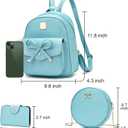 I IHAYNER Girls Bowknot 3-Pieces Fahsion Leather Backpack Backpack Purse for Women Rucksack for Ladies Shoulder Bag