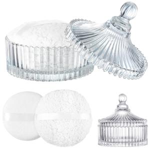 3 Pieces Extra Large Body Powder Puff and Container 6 Inch White Oversize Dust Powder Puff for Baby Women Dusting Powder (2 Ounce (Pack of 3))