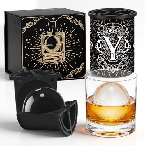 Personalized Clear Ice Cube Maker Gifts for Men, A-Z 2.5" Ice Ball Maker Mold Customized Gift, Unique Christmas Birthday Whiskey/Cocktail/Bourbon Gifts for Men Him Dad Husband Brother(P)