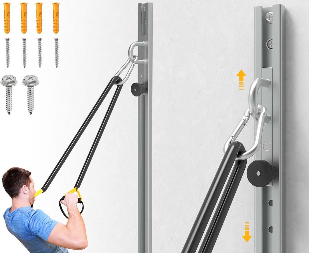 Adjustable Wall-Mounted Anchor Fitness System With Automatic Locking Function Resistance Band Wall Anchor Exercise Equipment for at Home Gym Fitness Workout,Black