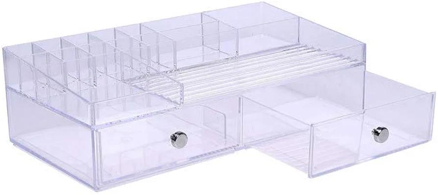 InterDesign 2 Drawer Cosmetic Organizer for Vanity Cabinet to Hold Makeup, Beauty Products, Clear