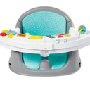Infantino Music & Lights 3-in-1 Discovery Seat & Booster, Toddler Booster Seat for Dining Table or Kitchen Chair, Baby Activity Center & Snack Tray, Teal