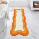 HAOCOO Irregular Shape Bathroom Runner Rug, 18x47 inch Soft Non Slip Orange Gradient Large Bathroom Rugs,Luxury Microfiber Washable Runner Rugs for Bedroom Bathtub Sink Shower