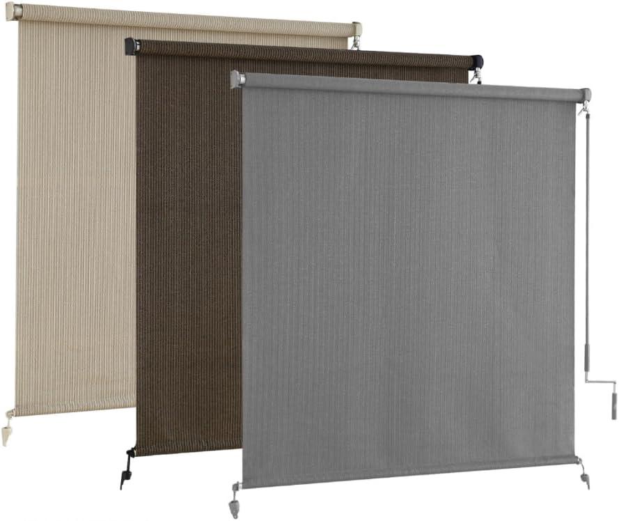 AOSKY Outdoor Roller ShadesCordless Patio Shades Roll Up Outdoor BlindsRoller Blinds Cloth for Porch Pergola Balcony Backyard Windows72" W x 96" HGrey
