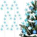 Pinkunn 6 Pcs Blue Coastal Christmas Tree Ornaments 15.74 Inch Starfish Christmas Picks and Spray Beach Artificial Tree Toppers Ocean Branches Twigs Filler for Xmas Vase Crafts Decor