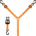 3 Point Ratchet Y Strap for UTV, ATV, Truck Bed Roof Rack Spare Tire Mount - 1.5 Inch Wide Adjustable Tire Tie Down Strap Over The Wheel with 3 Safety Clip Hooks