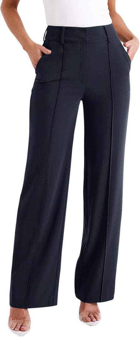 NIMIN High Waisted Work Pants for Women Wide Leg Dressy Pants Business Casual Trousers 2026 Summer Slacks with Pockets XS