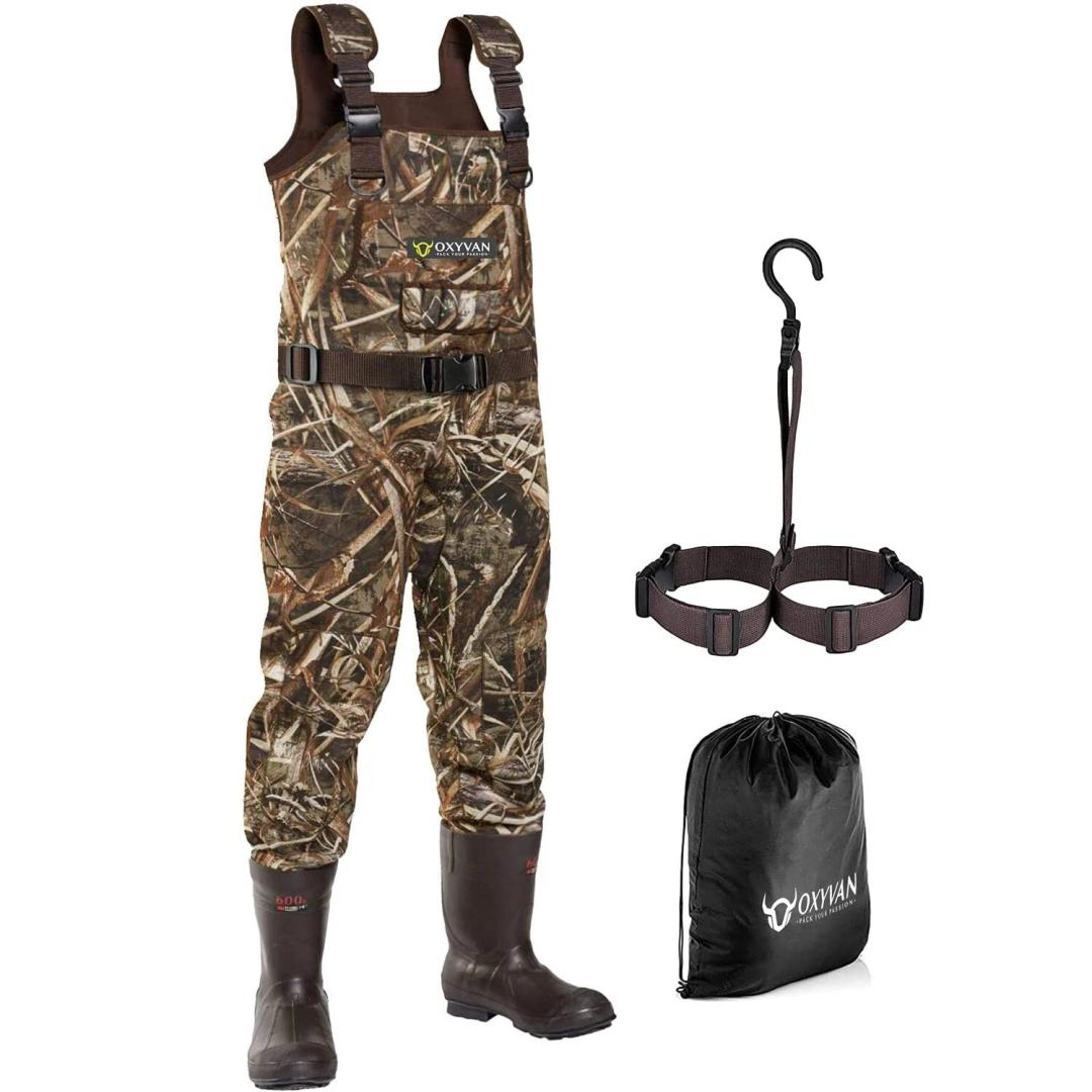 Duck Hunting Waders with 600G Rubber Boots Insulated,Neoprene Realtree MAX-7 Camo Fishing Chest Waders for Men & Women Size 11