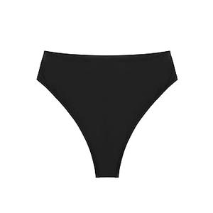 RELLECIGA Women's High Waisted High Cut Thong Bikini Bottom, S, Black