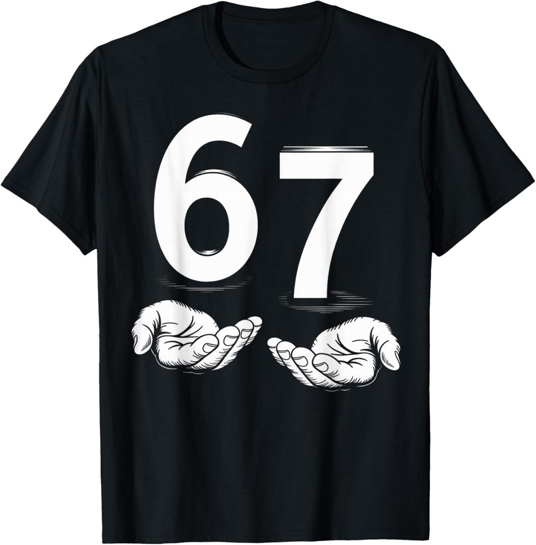 Funny Six Seven 6 7 Meme Gen Alpha Slang 6 7 Hands T-Shirt, Small
