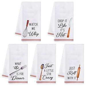 R HORSE 5Pcs Kitchen Dish Towel Funny Cookware Kitchen Dishcloth Absorbent Utensils Themed Cleaning Dishcloth Bar Hand Towel Gift for Baking Lover Mom Women Housewarming New Home