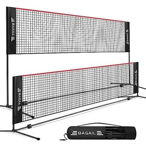 BAGAIL Badminton Net, Foldable Sports Net 17 FT Wide, Height Adjustable Net Set with Carry Bag for Tennis, Pickleball or Pool Volleyball - 17ft, Red