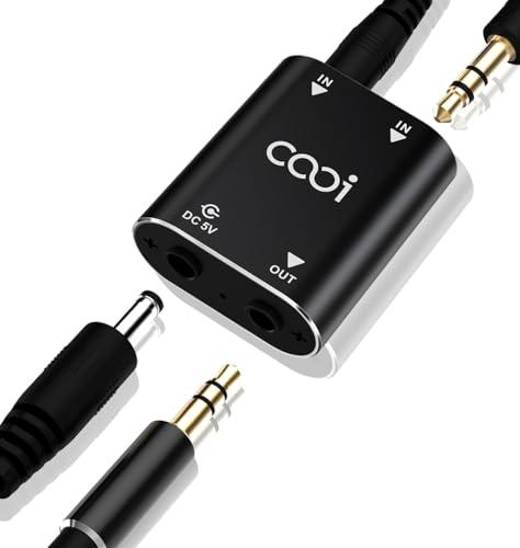 Cooidea 2 Channel Stereo Audio Mixer - Metal Shell, AUX Interface Support 2 In 1 Out Mini Stereo Sound Mixer Includes 1-Meter Audio Cables - For PC, Phone, Laptop, Headphones