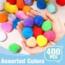 400 Pcs Multicolor Pom Poms for Crafts 1.5 Inch Fuzzy Craft Pompoms Balls for Family Classroom DIY Creative Christmas Decorations