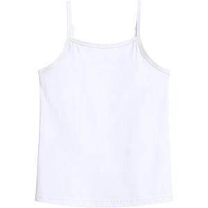 Auranso Girls Undershirts Toddler Cami Camisole Adjustable Straps Sleeveless Cotton Tank Tops for Girls (7-8 Years, White)