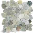 Green Sliced Stone Pebble Mosaic Tile, 12" x 12" Stone Pebble Backplash for Bathroom Kitchen Shower Floors and Wall Decor and Outdoor Areas, Pack of 5