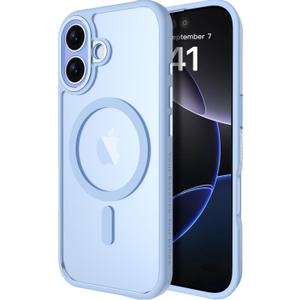 for iPhone 17 Case [Compatible with MagSafe][Translucent Matte][Anti-Yellow][Anti-Fingerprint] Shockproof Protective Slim Case for 17Blue