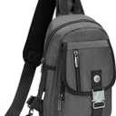 NICGID Sling Bag Chest Shoulder Backpack Crossbody Bags for Tablet Laptop Outdoor Hiking Men Women (Grey-016)