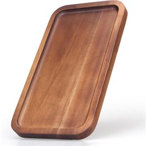 Small Wooden Platters Rectangle Mini Charcuterie Boards Acacia Wood Serving Trays Home Decor Cheese Board Cake Appetizer Plates Kitchen Charcuterie Platter for Food Dish Dessert Snack Tray (10" x 5.5" x 0.6")