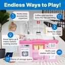 Step2 Fun with Friends Kids Kitchen Playset, Indoor/Outdoor Kitchenette, Interactive Play with Lights and Sounds, Durable Plastic, Includes 25 Piece Toy Accessories, Toddlers 2+ Years Old, Pink