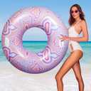 HeySplash Pool Tubes for Adult, 42 Inch Large Pool Floats with Handles, Inflatable Swim Rings Lounge, Hawaii Fun Swim Floaties Swimming Pool Beach Lake River Party Decoration Toys,Colorful Pink Ripple