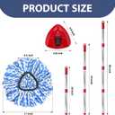 Spin Mop Replacement Set, Includes 2 Mop Head Replacement, 1 Mop Handle (30-58in Adjustable 4-Section Pole), 1 Spin Base